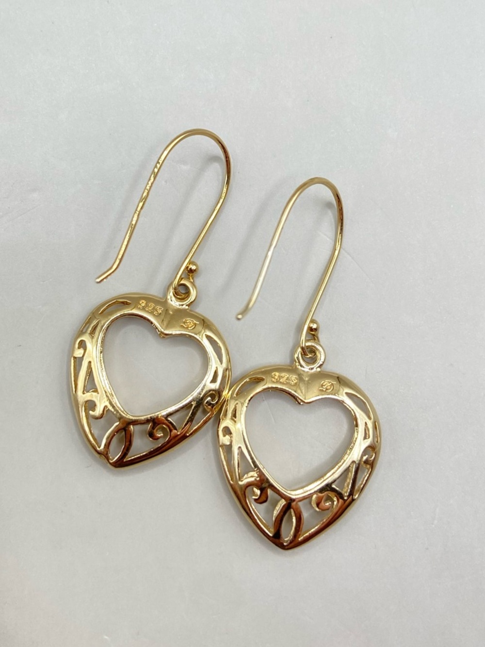Dyadema Gold Vermeil Ornate Scroll Open Heart Earrings - Picture 6 of 7